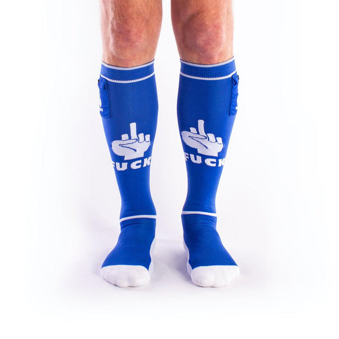 Brutus - FXXX Party Voetbalsokken met zakje - One Size - Blauw Wit-Laced-up.nl