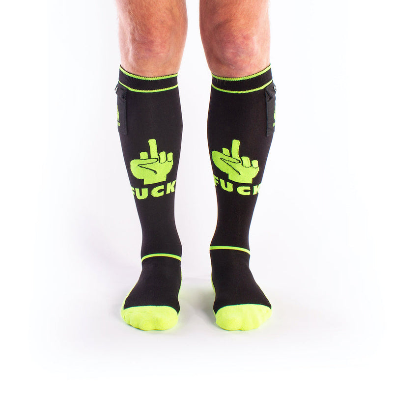 Brutus - FXXX Party Voetbalsokken met zakje - One Size - Zwart/Neon-Laced-up.nl