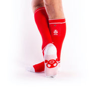 Brutus - Gas Mask Party Soccer Socks with Pouch - Red/White-Laced-up.nl