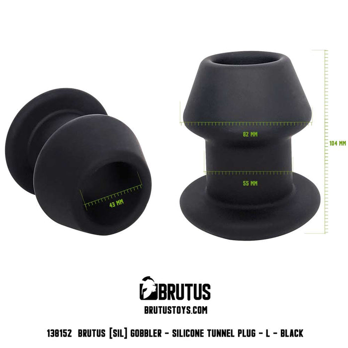 Brutus - Gobbler - Silicone Tunnel Plug - Buttplug - Siliconen - Zwart - 3 maten-Laced-up.nl
