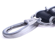 Brutus - Korte Lederen Bondage Leash - Zwart/Wit-Erotiekvoordeel.nl