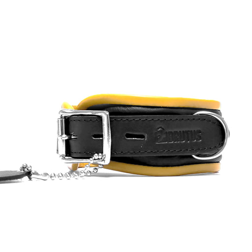 Brutus - Leather Lockable Collar - Black/Yellow-Laced-up.nl