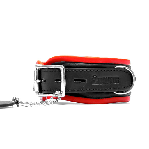 Brutus - Leather Lockable Collar - Black/Red-Laced-up.nl