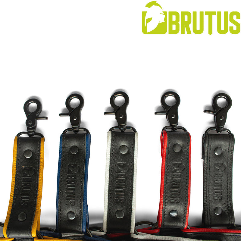 Brutus - Lederen Beenharnas - Verstelbaar- Zwart/Blauw-Erotiekvoordeel.nl