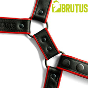 Brutus - Lederen Beenharnas - Verstelbaar- Zwart/Rood-Erotiekvoordeel.nl