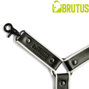 Brutus - Lederen Beenharnas - Verstelbaar- Zwart/Wit-Erotiekvoordeel.nl