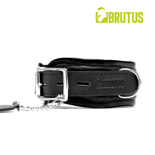 Brutus - Lederen Collar - Tuigleer - Zwart-Laced-up.nl