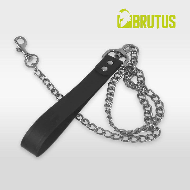 Brutus - Leash - Leather Dog Leash with Chain-Laced-up.nl