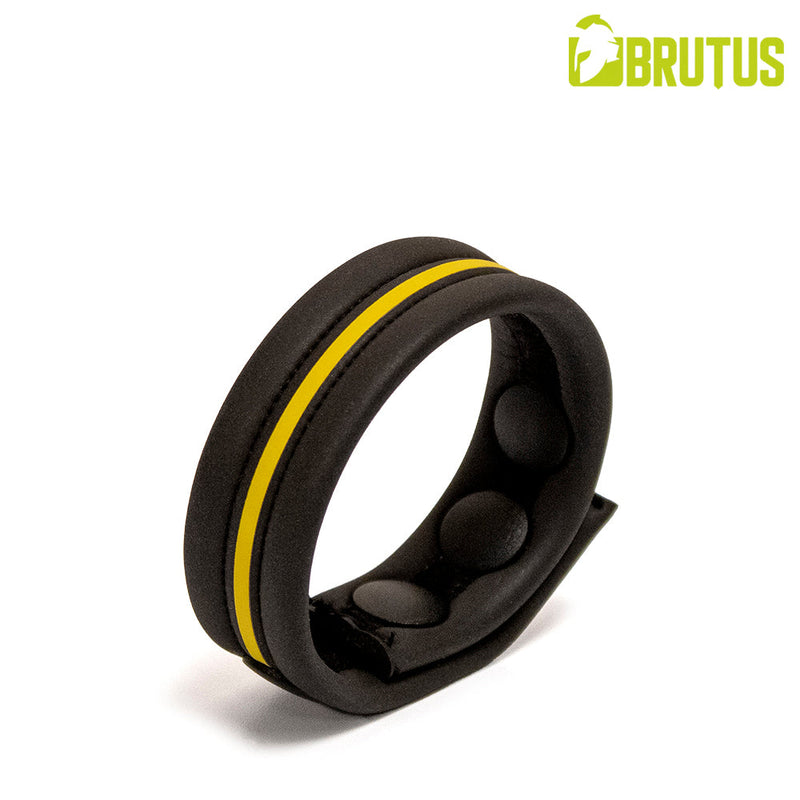 Brutus - Sangle pénienne en néoprène - Réglable avec des boutons-pression - Noir/Jaune - Laced-up.nl