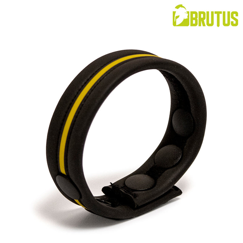 Brutus - Sangle pénienne en néoprène - Réglable avec des boutons-pression - Noir/Jaune - Laced-up.nl