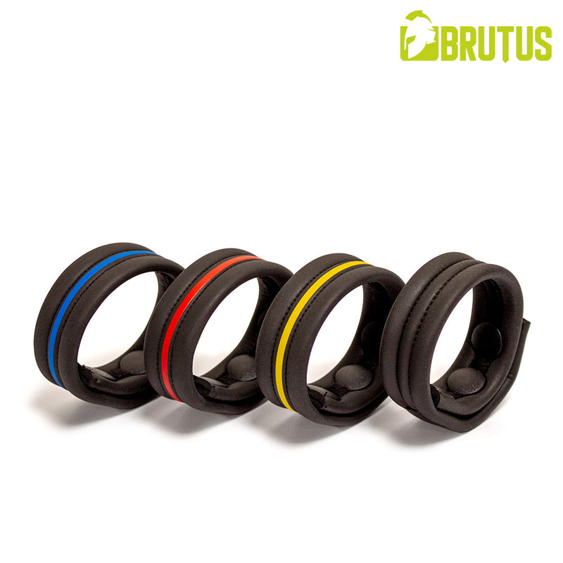 Brutus - Sangle pénienne en néoprène - Réglable avec des boutons-pression - Noir/Jaune - Laced-up.nl