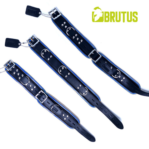 Brutus - Polsboeien - Lederen Handboeien - Afsluitbaar - Zwart/Blauw-Erotiekvoordeel.nl