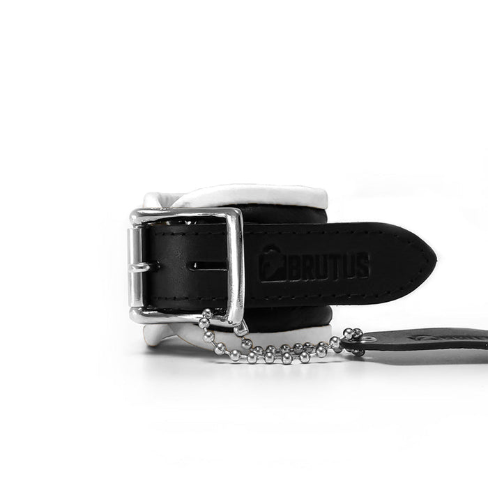 Brutus - Polsboeien - Lederen Handboeien - Afsluitbaar - Zwart/Wit-Erotiekvoordeel.nl