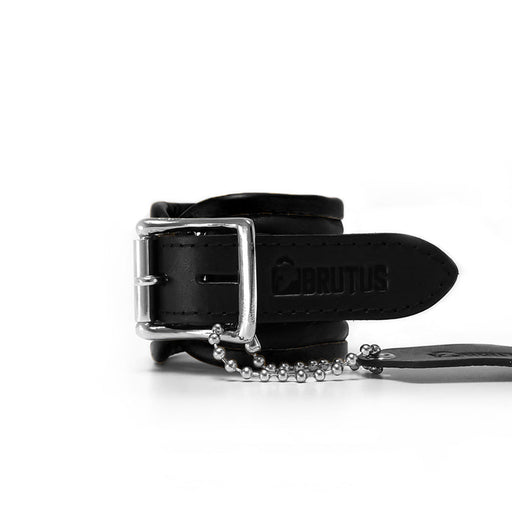 Brutus - Polsboeien - Leren Zwarte Handboeien - Afsluitbaar - Leather Wrist Restraints Black-Laced-up.nl