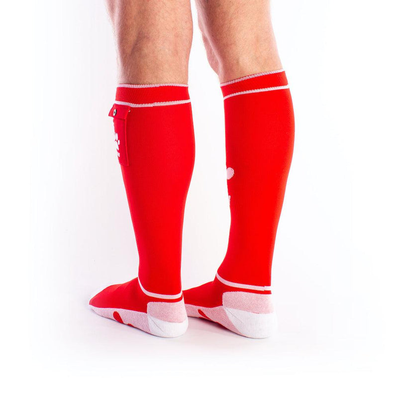 Brutus - Puppy Party Voetbalsokken met zakje - One Size - Rood Wit-Laced-up.nl