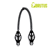 Brutus - Tepelklemmen - Japanse Clover Klemmen - Metalen Verstelbare Zwarte Clover Klemmen met Ketting-Laced-up.nl