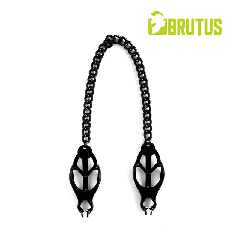 Brutus - Tepelklemmen - Japanse Clover Klemmen - Metalen Verstelbare Zwarte Clover Klemmen met Ketting-Laced-up.nl