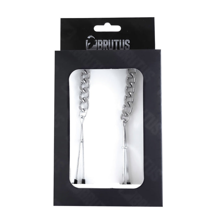 Brutus - Tepelklemmen - Metalen Zilverkleurige Tepelklemmen met Ketting - TWEEZER Nipple Clamps Silver-Laced-up.nl