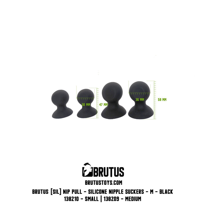 Brutus - Tepelzuigers - Zwarte Siliconen Tepelzuigers - Nip Pull - Nipple Suckers - Verkrijgbaar in 2 Maten-Laced-up.nl