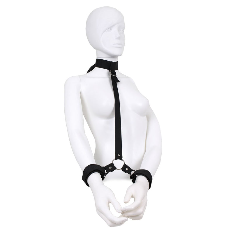 Kiotos - Budget Bondageset Met Collar En Polsboeien - Zwart-Laced-up.nl