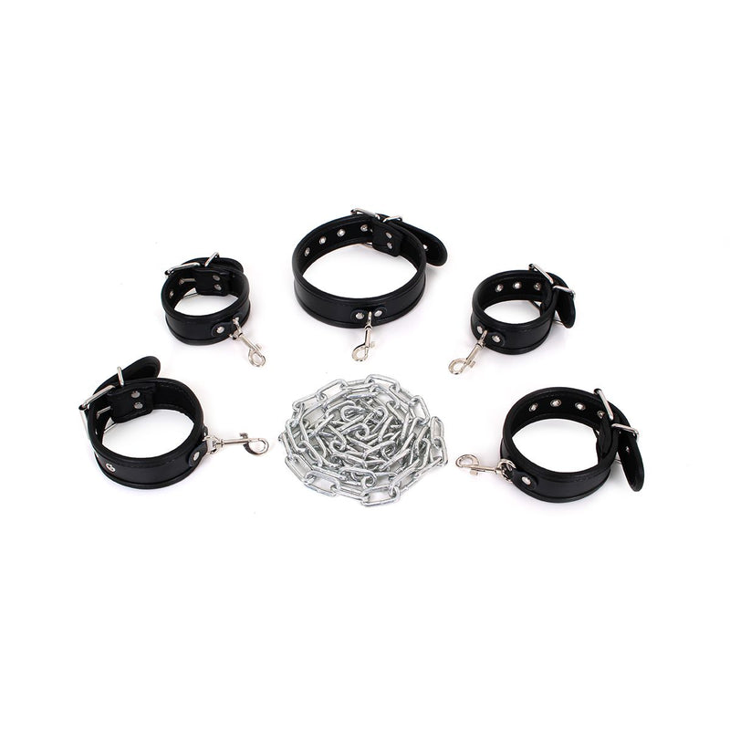 Kiotos - Budget Bondageset Met collar, hand- En voetboeien - Zwart-Laced-up.nl