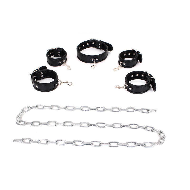Kiotos - Budget Bondageset Met collar, hand- En voetboeien - Zwart-Laced-up.nl