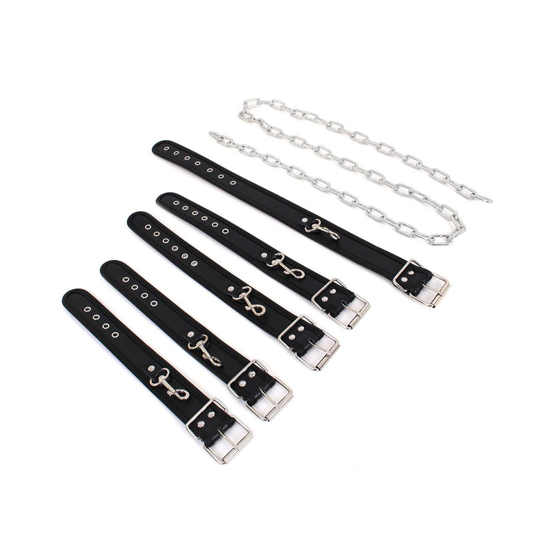 Kiotos - Budget Bondageset Met collar, hand- En voetboeien - Zwart-Laced-up.nl