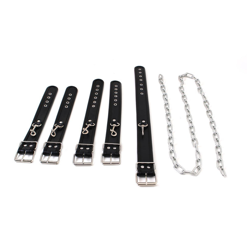 Kiotos - Budget Bondageset Met collar, hand- En voetboeien - Zwart-Laced-up.nl