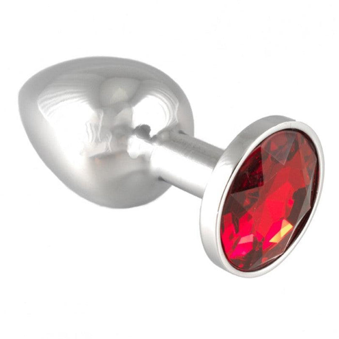 Rimba - Buttplug Klein Met Rood Kristal 3 x 7.3 cm-Laced-up.nl