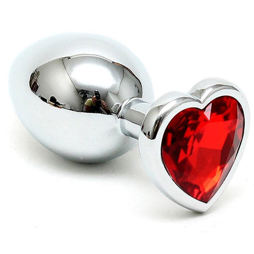Rimba - Buttplug Small Met Kristal In hartvorm - Rood-Laced-up.nl