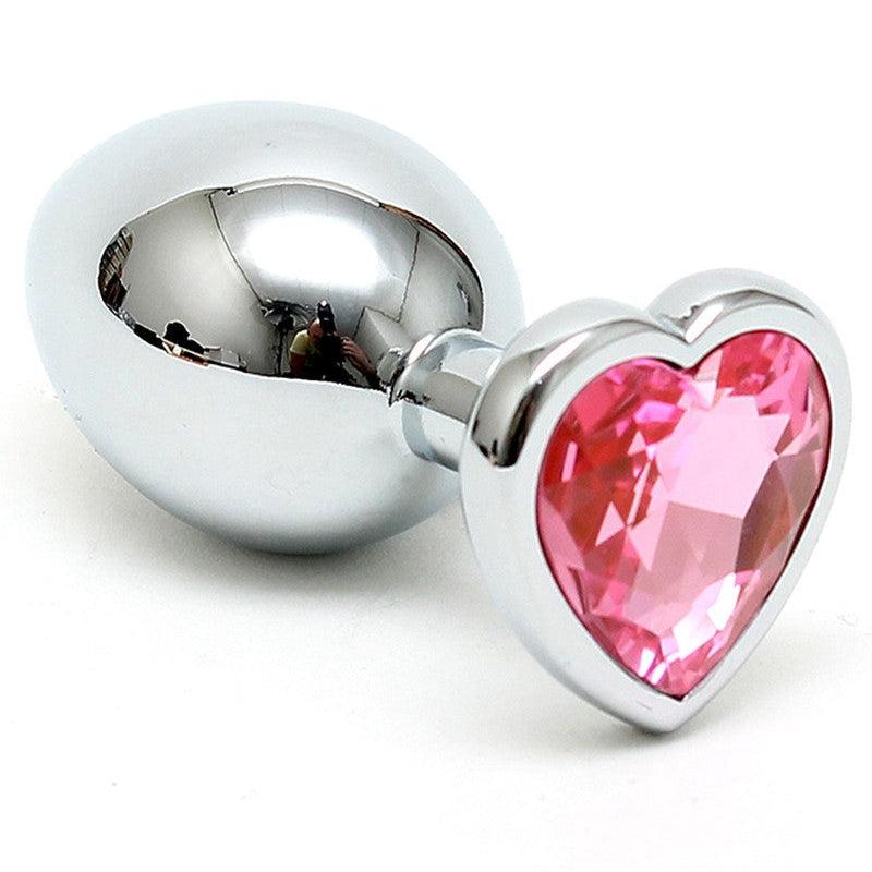 Rimba - Buttplug Small Met Kristal In hartvorm - Roze-Laced-up.nl