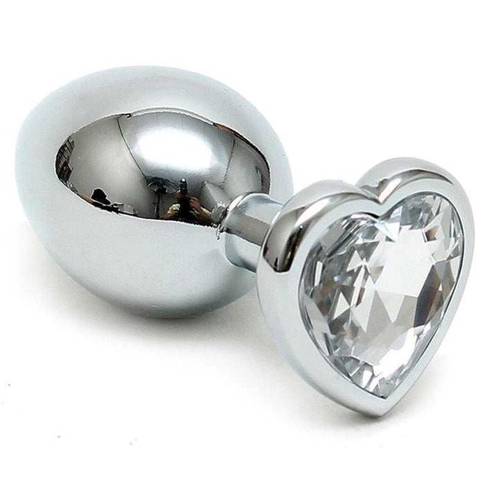 Rimba - Buttplug Small Met Kristal In hartvorm - Transparant-Laced-up.nl