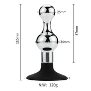 Aluminium Buttplug met Bollingen - Siliconen Zuignap-Erotiekvoordeel.nl