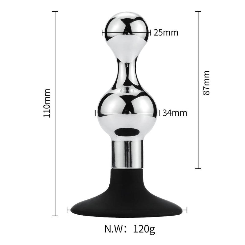 Aluminium Buttplug met Bollingen - Siliconen Zuignap-Erotiekvoordeel.nl