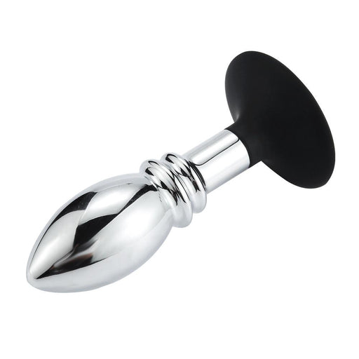 Aluminium Buttplug Met bal en Ribbels - Siliconen Zuignap-Erotiekvoordeel.nl