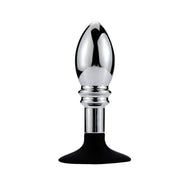 Aluminium Buttplug Met bal en Ribbels - Siliconen Zuignap-Erotiekvoordeel.nl