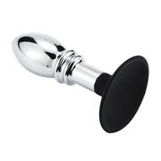 Aluminium Buttplug Met bal en Ribbels - Siliconen Zuignap-Erotiekvoordeel.nl
