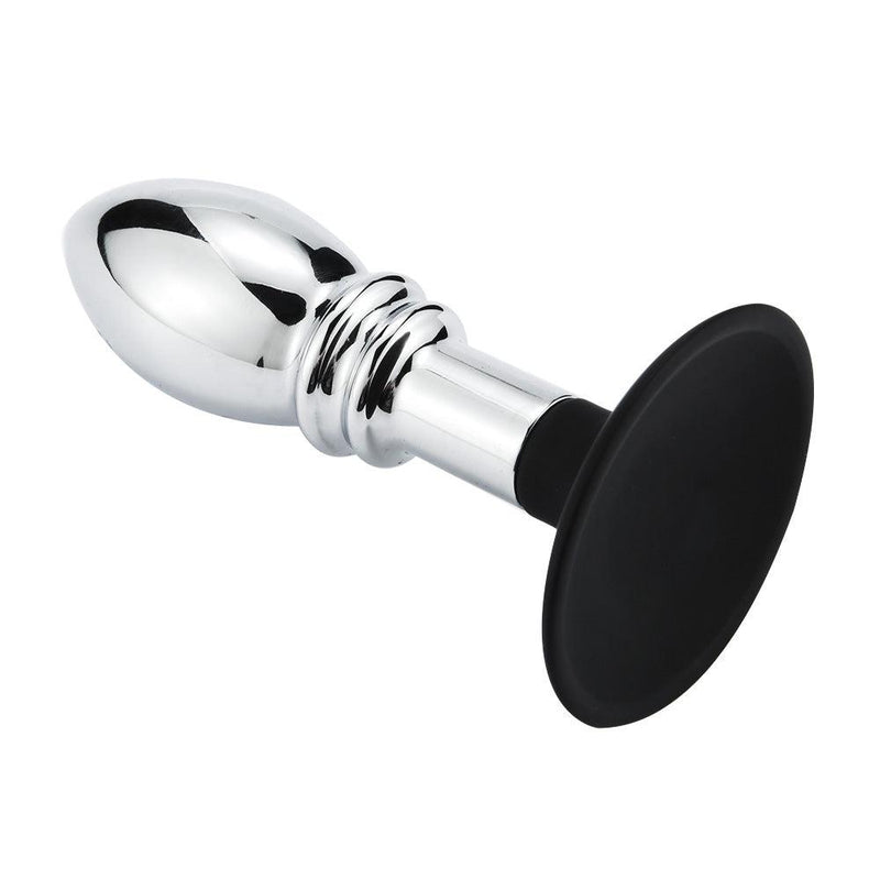 Aluminium Buttplug Met bal en Ribbels - Siliconen Zuignap-Erotiekvoordeel.nl