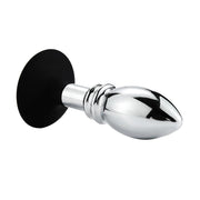 Aluminium Buttplug Met bal en Ribbels - Siliconen Zuignap-Erotiekvoordeel.nl