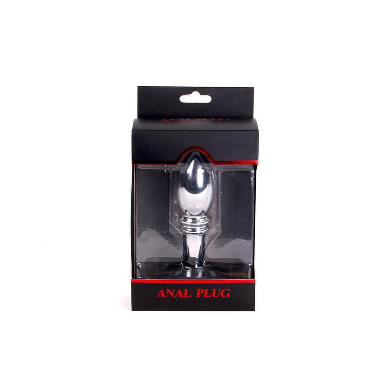 Aluminium Buttplug Met bal en Ribbels - Siliconen Zuignap-Erotiekvoordeel.nl