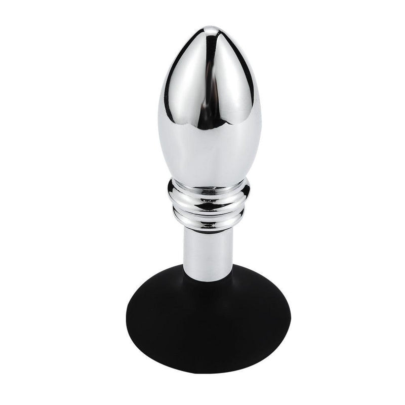 Aluminium Buttplug Met bal en Ribbels - Siliconen Zuignap-Erotiekvoordeel.nl
