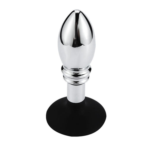 Aluminium Buttplug Met bal en Ribbels - Siliconen Zuignap-Erotiekvoordeel.nl