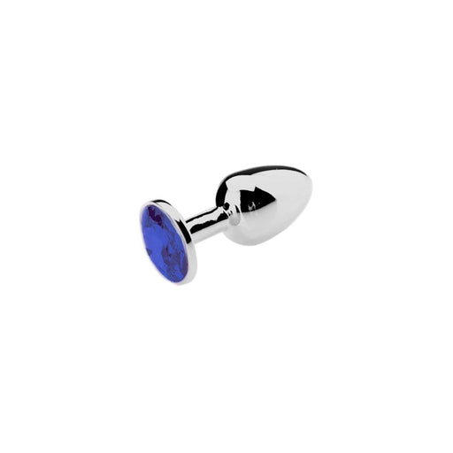 Aluminium Buttplug Met Blauw Sierkristal-Erotiekvoordeel.nl