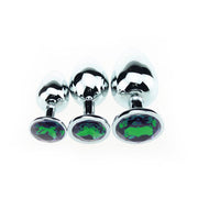 Aluminium Buttplug Met Groen Sierkristal-Erotiekvoordeel.nl