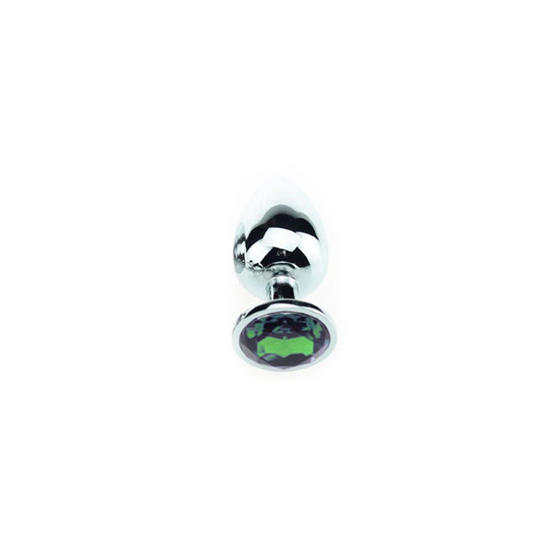 Aluminium Buttplug Met Groen Sierkristal-Erotiekvoordeel.nl