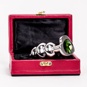 Kiotos - Buttplug geribbeld RVS Met diamant In hartvorm - groen-Laced-up.nl