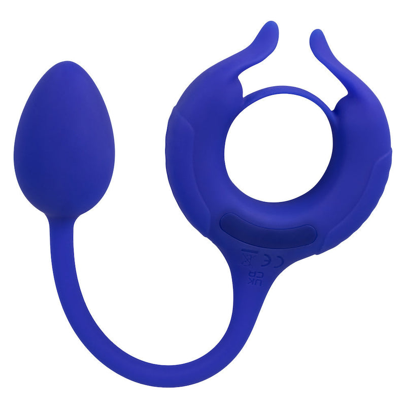 Calexotics - Admiral Cockring met Verzwaarde Vibrerende Buttplug - Blauw-Laced-up.nl
