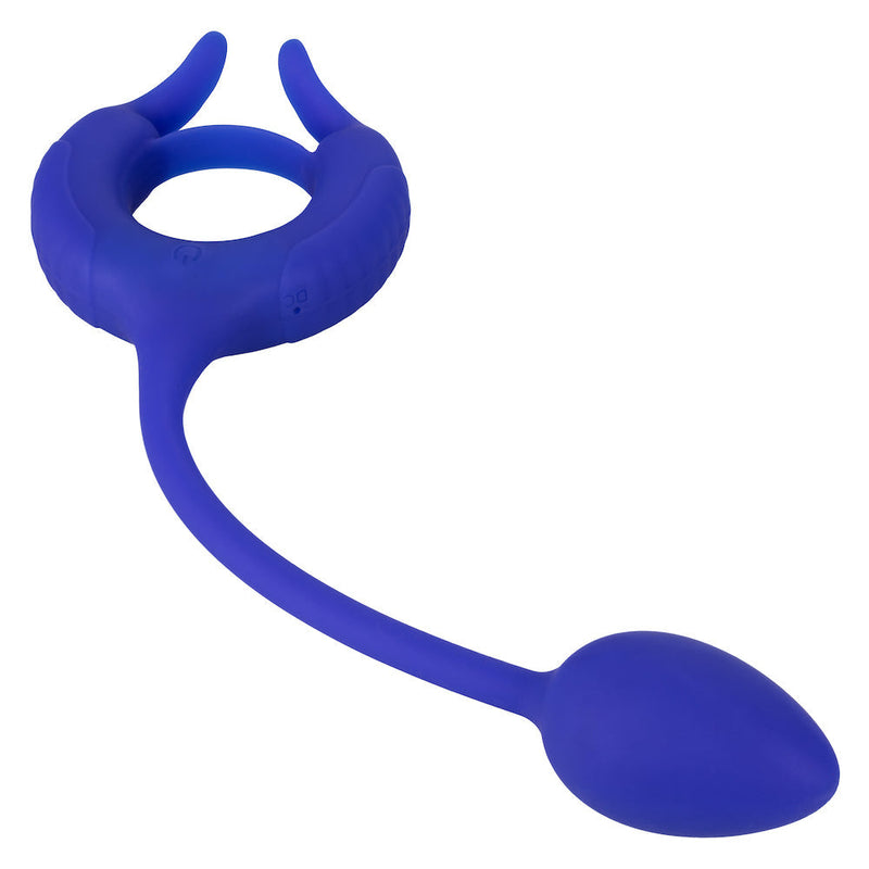 Calexotics - Admiral Cockring met Verzwaarde Vibrerende Buttplug - Blauw-Laced-up.nl