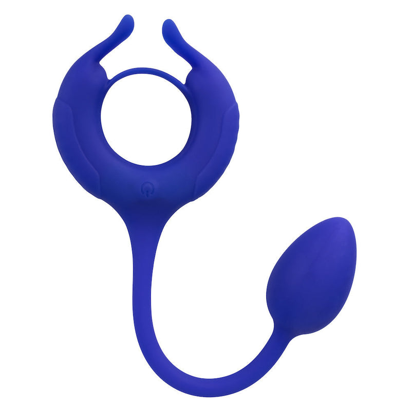 Calexotics - Admiral Cockring met Verzwaarde Vibrerende Buttplug - Blauw-Laced-up.nl