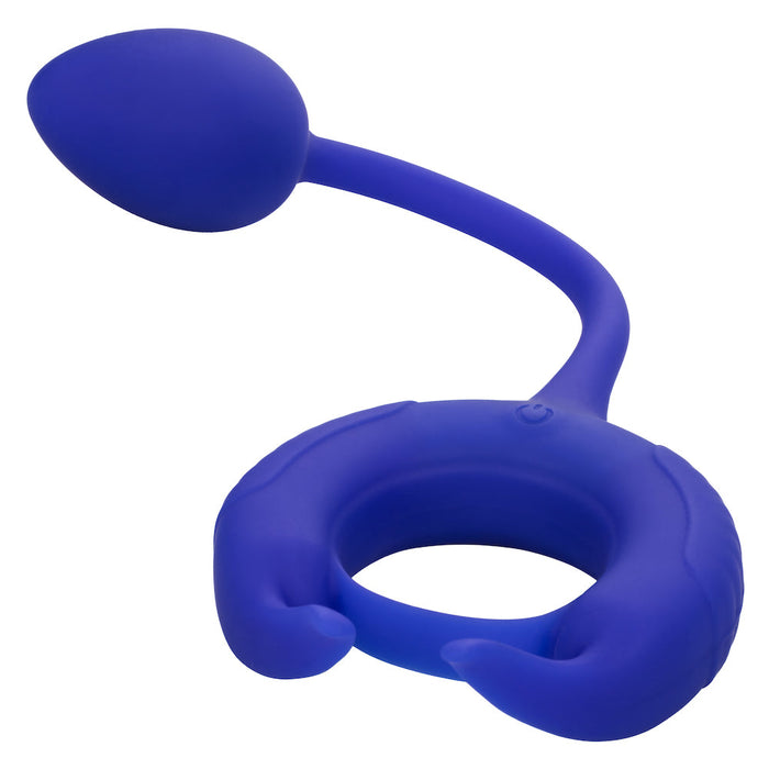 Calexotics - Admiral Cockring met Verzwaarde Vibrerende Buttplug - Blauw-Laced-up.nl
